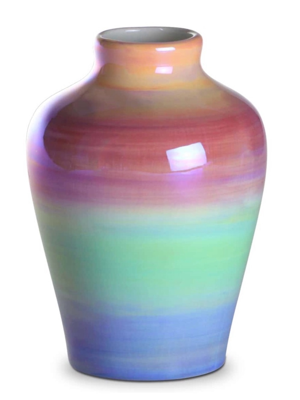 Iridescent Multicolor Ceramic Vase - Rainbow Gradient